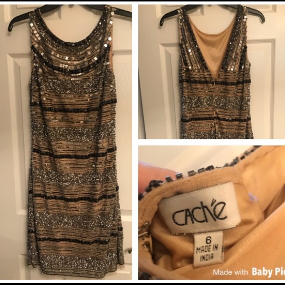 Cache’ beaded shirt dress. Size 6